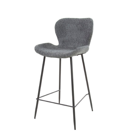 Bar Stool Ingo HomeHaven Grey LxBxH 75x59x49 Boucle Nnb