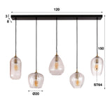 Pendant Light Rigby HomeHaven Black LxBxH 130x47x29 Glass Nnb