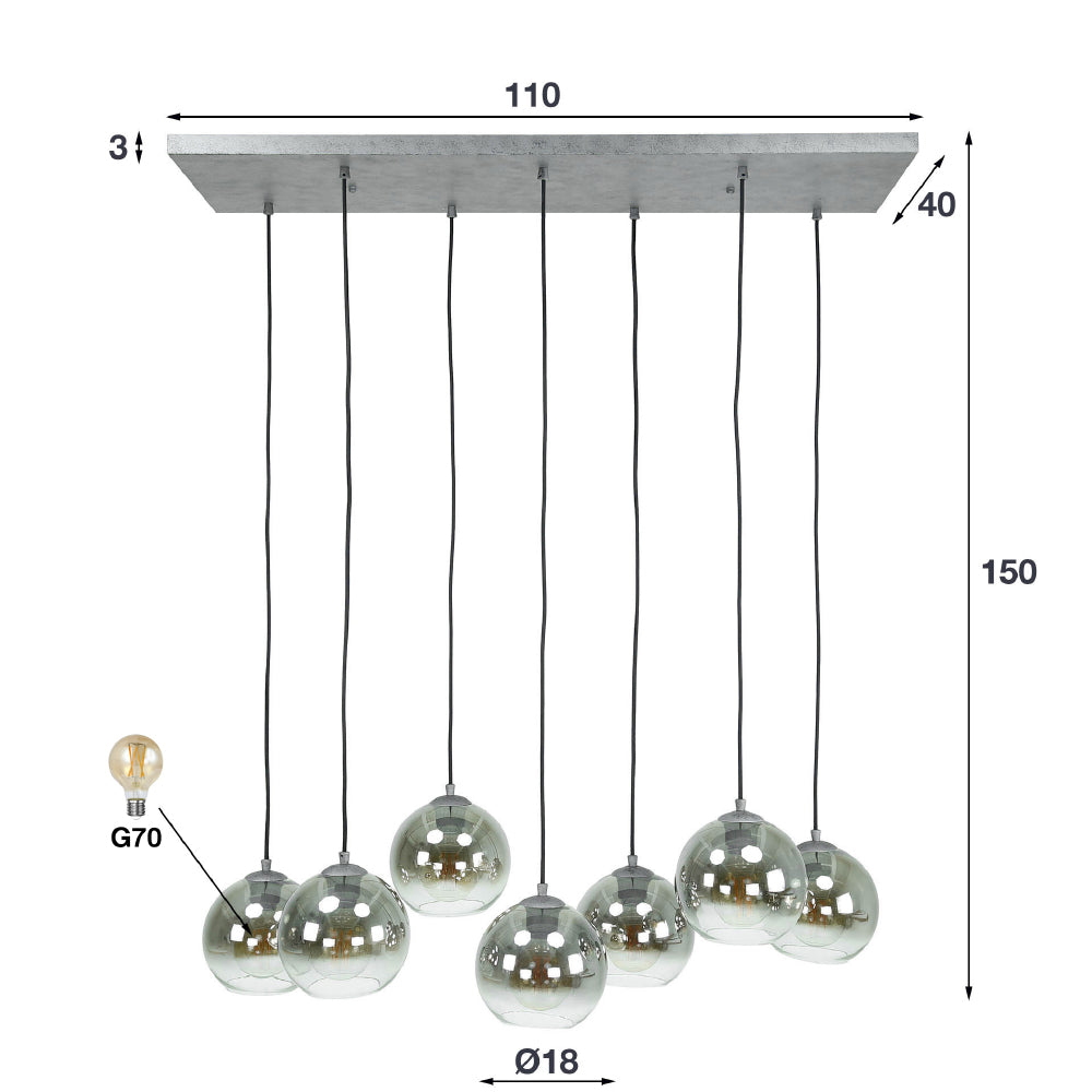 Pendant Light Brinley HomeHaven Anthracite LxBxH 116x48x33 Glass Nnb