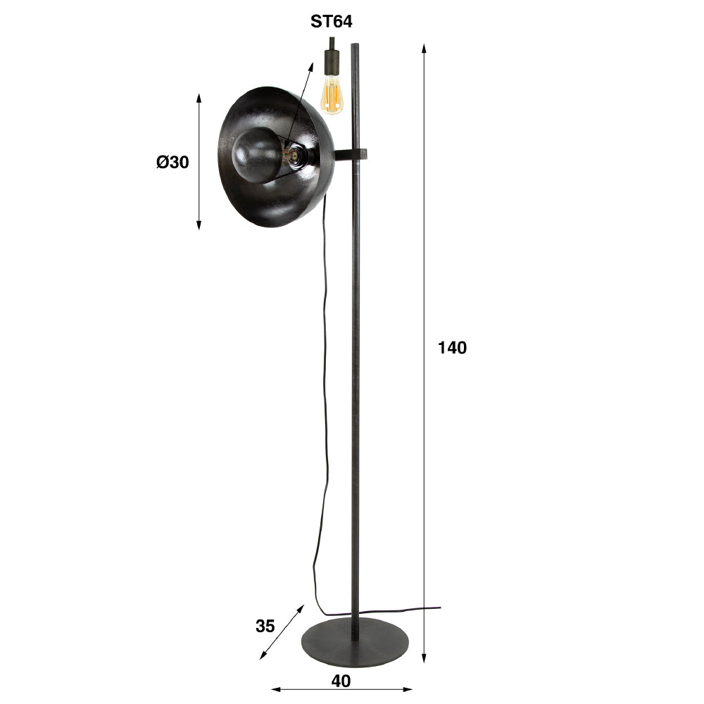 Floor lamp Foster HomeHaven Black Nickel LxBxH 68x36x30 Metal Nnb