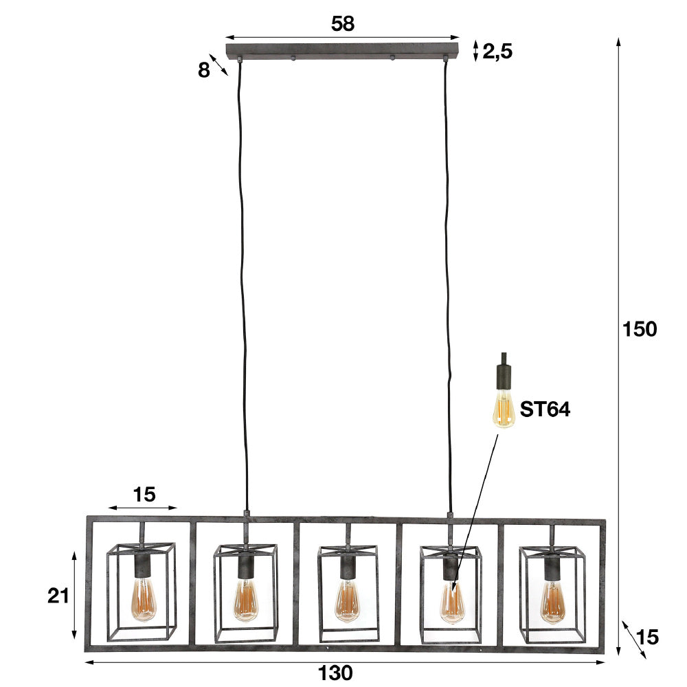 Pendant Light Flint HomeHaven Anthracite LxBxH 136x46x21 Metal Nnb