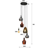 Pendant Light Bowen HomeHaven Multicolor LxBxH 63x58x29 Glass Nnb